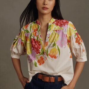Anthropologie Yukiko Noritake Darcey Popover Swing Top XS 0